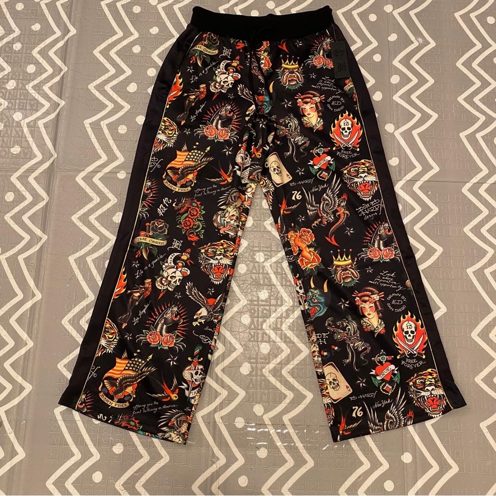 Ed hardy vintage tattoo y2k baggy loose fit wide leg graphic pants